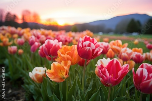 cluster of tulips in a field #660298105