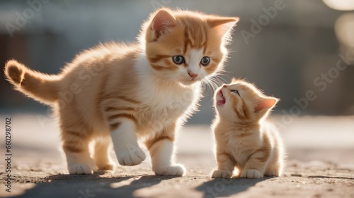 Cute orange kittens in various poses.Created by AI.