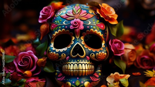 Day of the Dead. Decorated skulls. Celebration of life and death. Souls return to Earth © Vladimir