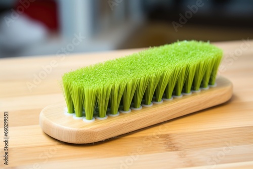 scrub brush resting on a clean board