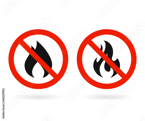 No fire vector icons. No fire restriction. No flame sign symbol. 