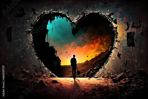 theres a hole in my heart I need your light and warmth You were here one moment then gone the next surrealism hypermaximalist poster grunge epic dark fantasy hyper epic scene madnessinducing  photo