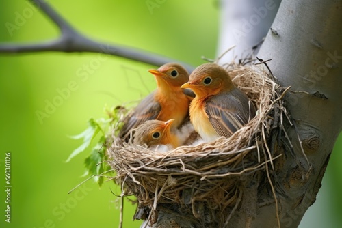 birds feeding their young in the nest