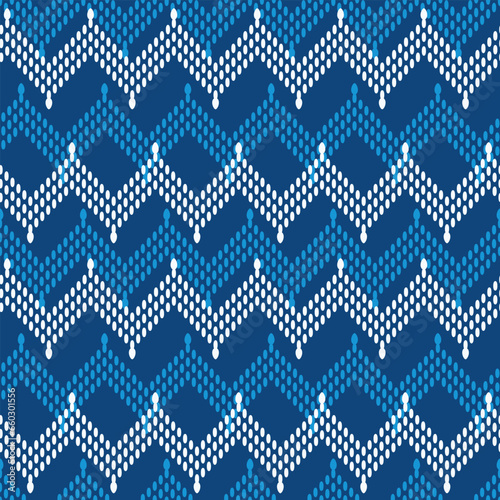 Japanese Zigzag Wave Dot Vector Seamless Pattern