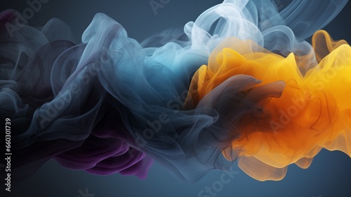 photo of black blue purple and orange smoke in the.Generative AI