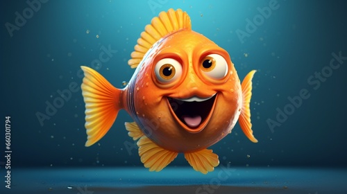 One fish and a orange blended cartoon character laught.Generative AI