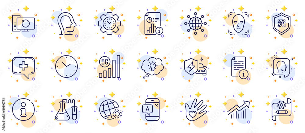 Outline set of Manual, Recovery computer and International globe line icons for web app. Include Head, Cogwheel blueprint, Psychology pictogram icons. World weather, 5g wifi, Report signs. Vector Outline set of Manual, Recovery computer and International globe line icons for web app. Include Head, Cogwheel blueprint, Psychology pictogram icons. World weather, 5g wifi, Report signs. Vector