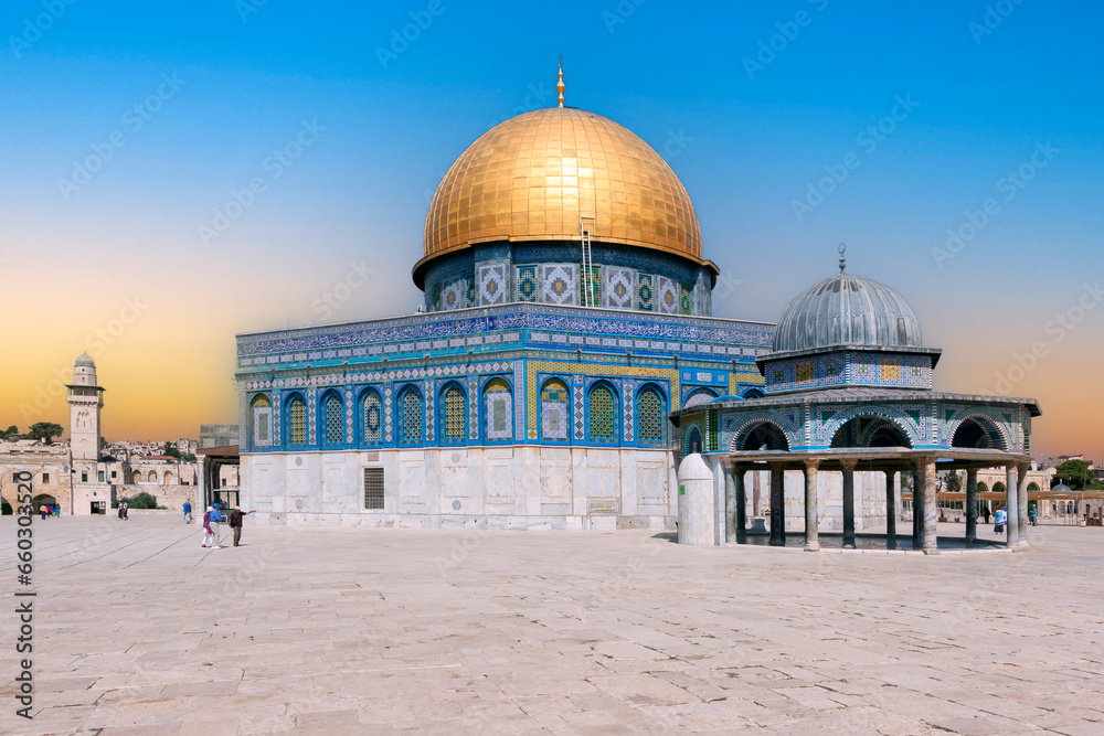 Dome of the Rock Mosque on the Temple Mount in Jerusalem Israel