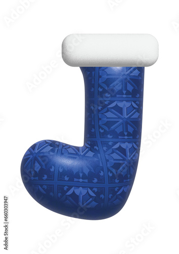 3D Blue Christmas Sock