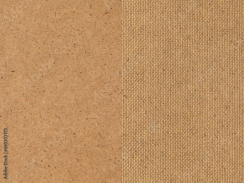 Background, photo of fiberboard texture on both sides. Close-up, building material.