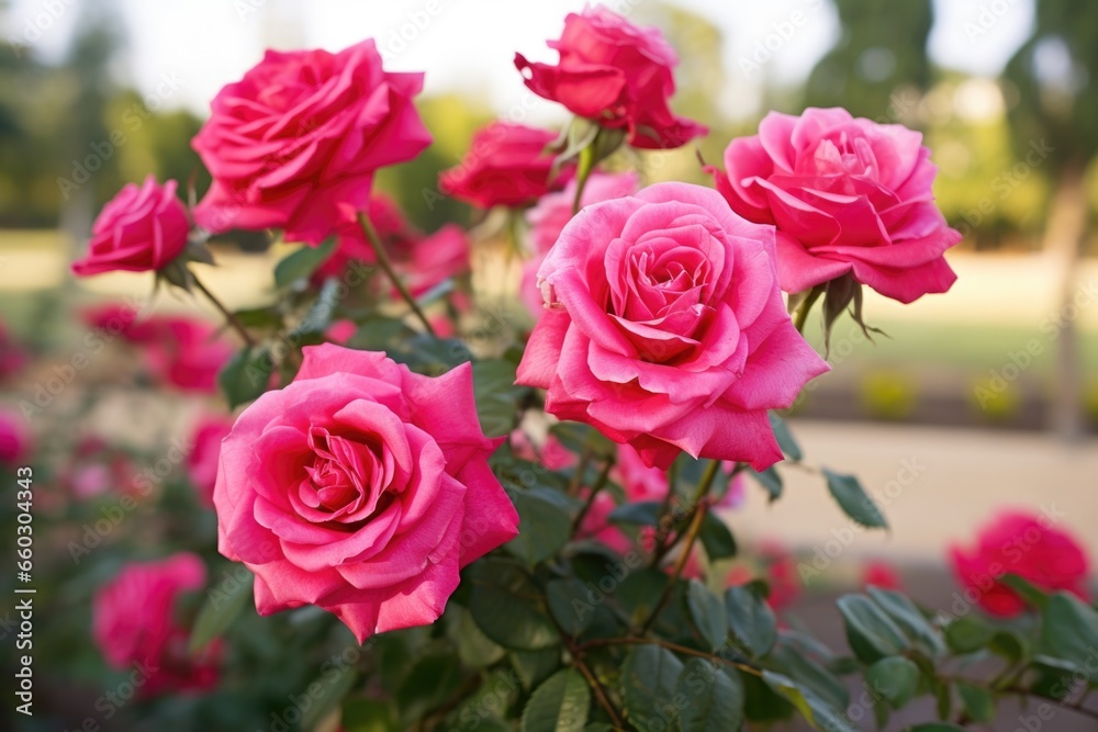 a closely cropped image of healthy, curved roses with no pests