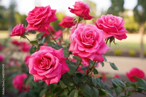 a closely cropped image of healthy  curved roses with no pests