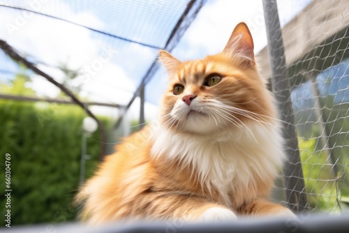 cat in a secured outdoor enclosure