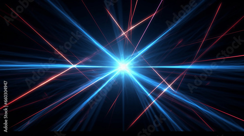 Intersecting glowing laser security beams on a dark background