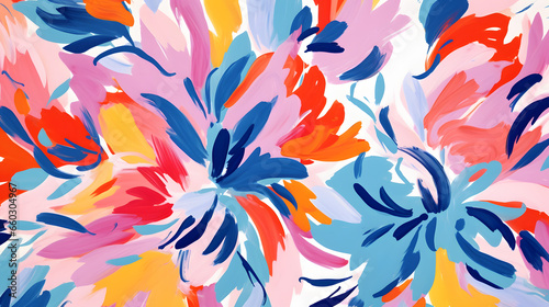 Vibrant Floral Symphony  Abstract Painted Blossoms  An exuberant display of abstract painted flowers bursts colors  evoking the lively essence of a spring bloom