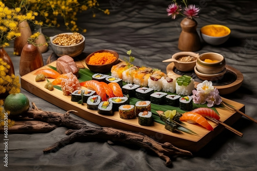 Delicious set of sushi. 