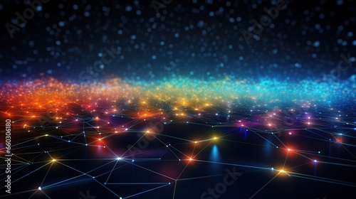 Data technology with connecting line representing big data background. AI generated image