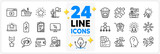 Icons set of Qr code, Restructuring and Ð¡ompetition line icons pack for app with Electricity bulb, Phishing, Video content thin outline icon. Megaphone, Exhibitors, Battery charging pictogram. Vector