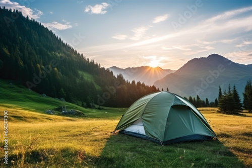 tent  camping in the mountains