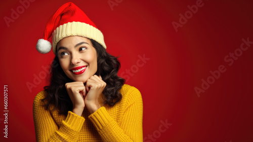 christmas girl in santa hat