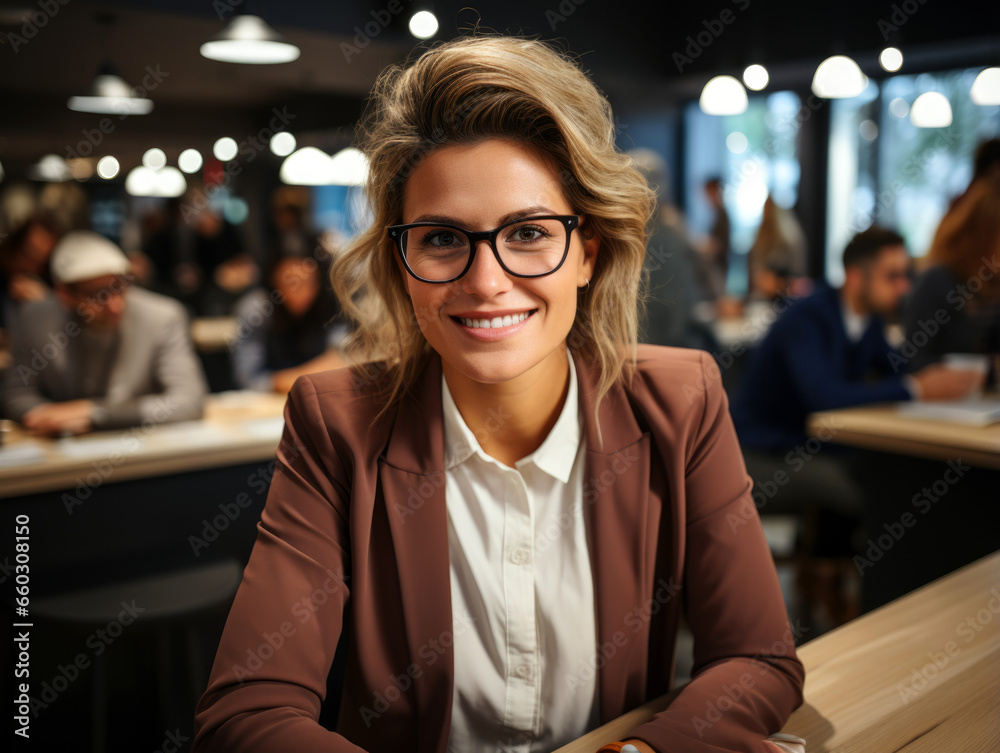 Fototapeta premium portrait of woman in cafe