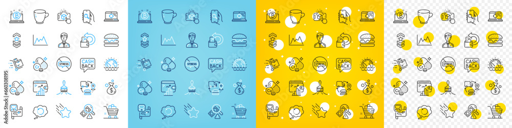 Vector icons set of Businessman person, Metro map and Chromium mineral line icons pack for web with Shoulder strap, Diagram, Seo laptop outline icon. Supply chain, Tea cup, Wallet pictogram. Vector