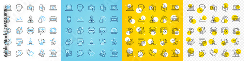 Vector icons set of Businessman person, Metro map and Chromium mineral line icons pack for web with Shoulder strap, Diagram, Seo laptop outline icon. Supply chain, Tea cup, Wallet pictogram. Vector