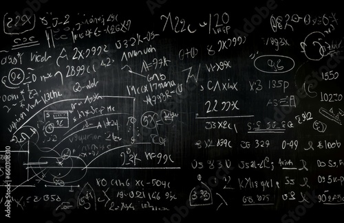 Blackboard scientific formulas lesson. School new lesson with old teacher. Generate Ai