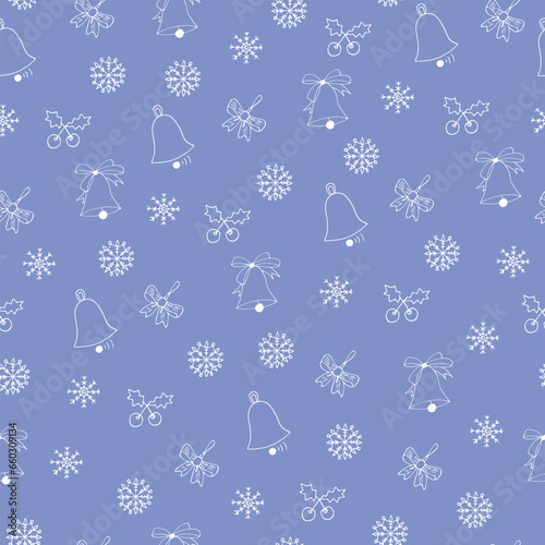 Seamless pattern with white holiday elements. Winter background for fabric, templates, paper, wallpaper, cards.