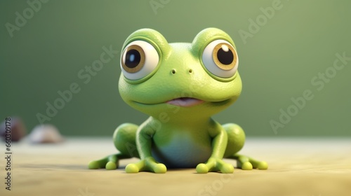 Quite cartoon frog character.Generative AI