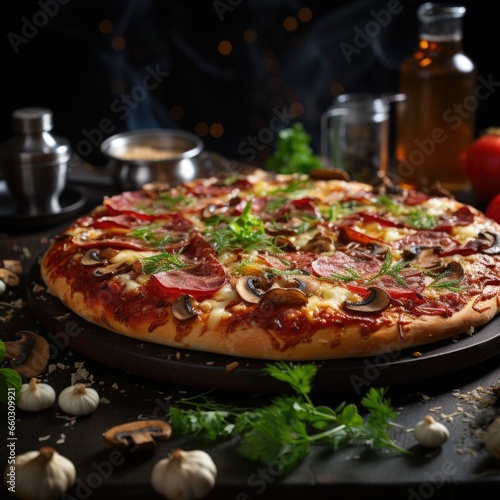 Prosciutto e Funghi Pizza with Ham and Mushrooms