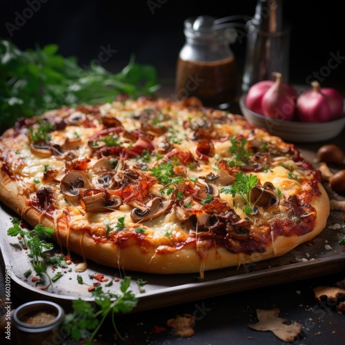 Prosciutto e Funghi Pizza with Ham and Mushrooms