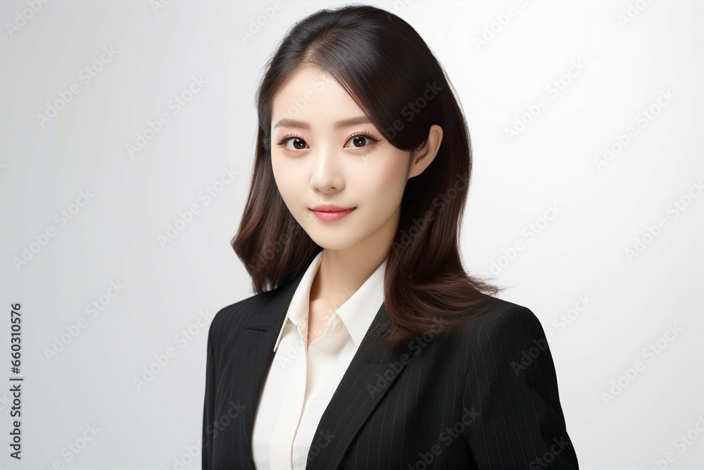 正面の日本人の女性ビジネスマンのポートレート写真(白背景・サラリーマン・スーツ・若手・新人・新入社員) 正面の日本人の女性ビジネスマンのポートレート写真(白背景・サラリーマン・スーツ・若手・新人・新入社員)