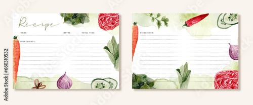 recipe card with food ingredients illustration
