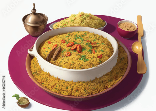 bowl with fried rice with egg and vegetables