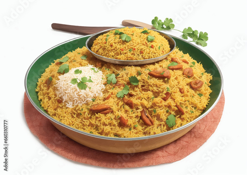 bowl with fried rice with egg and vegetables