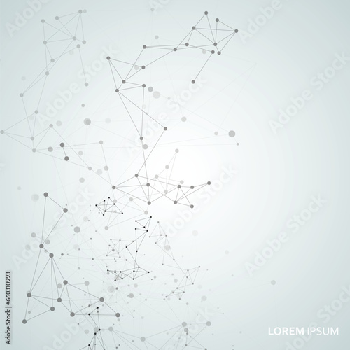 Abstract dots and lines. Chemistry molecular triangle. Connection science and technology background. Vector illustration