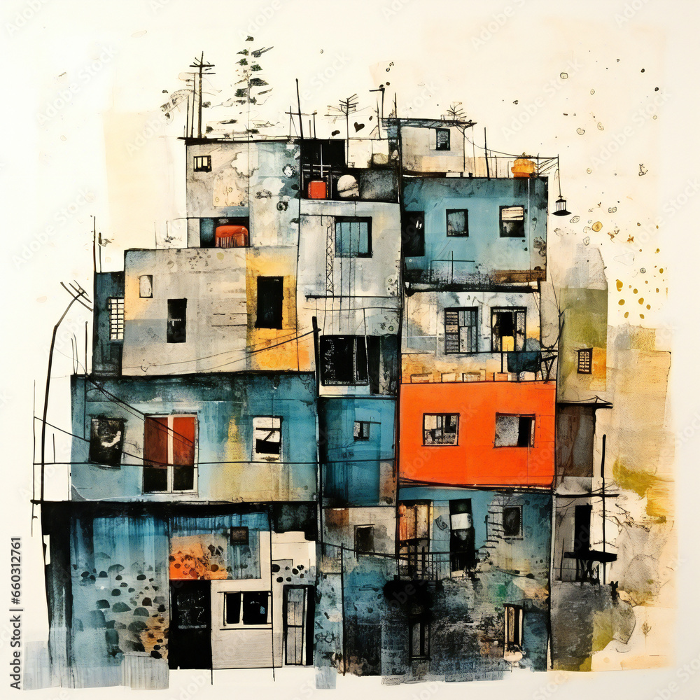Fototapeta premium favelas, cartoon
