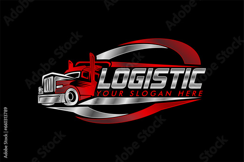  Illustration truck logistics, cargo, container, delivery company logo design template