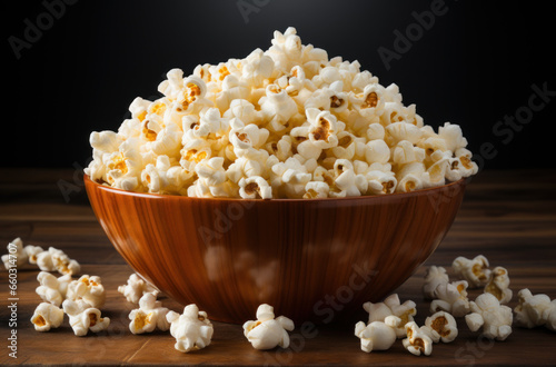 Freshly popped: A bowl brimming with golden popcorn sits invitingly on a table.