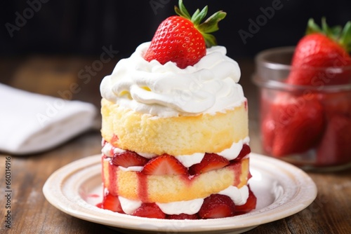 strawberry shortcake with whipped cream on top