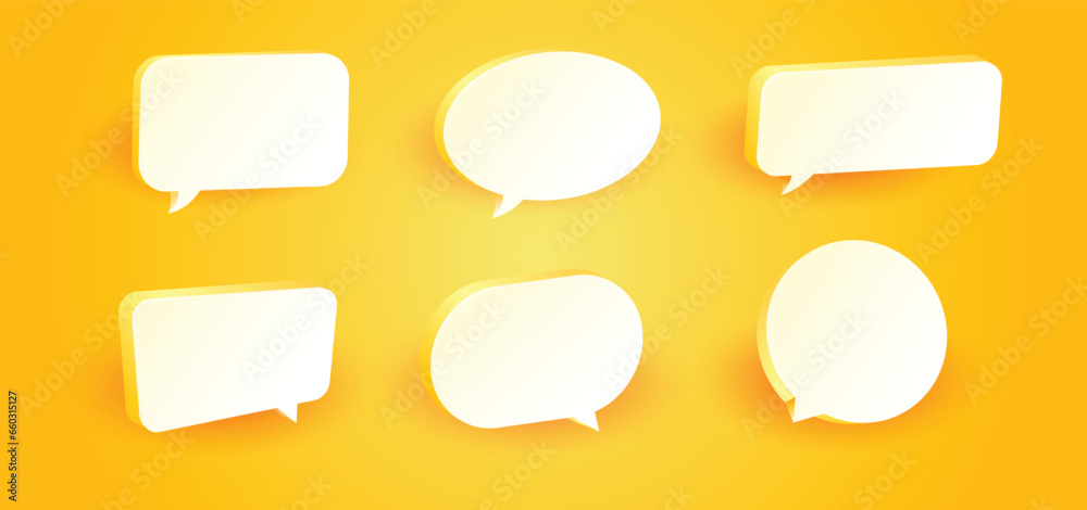 3d Yellow speech bubble collection set 3d Yellow speech bubble collection set