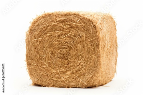 Isolated hay bale on a white background. Generative AI photo