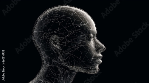 Lines in a head representing artificial intelligence background