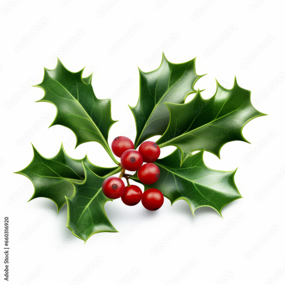 mistletoe branch with vibrant red fruits holly and berries on a white background mistletoe branch with vibrant red fruits holly and berries on a white background