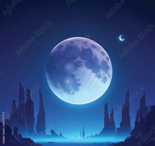 Full moon with star , Vector
