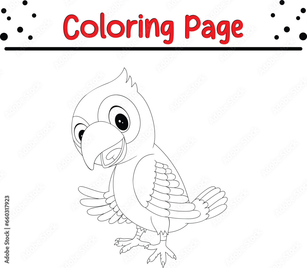 Fototapeta premium happy bird coloring page vector illustration. animal Coloring book for kids.