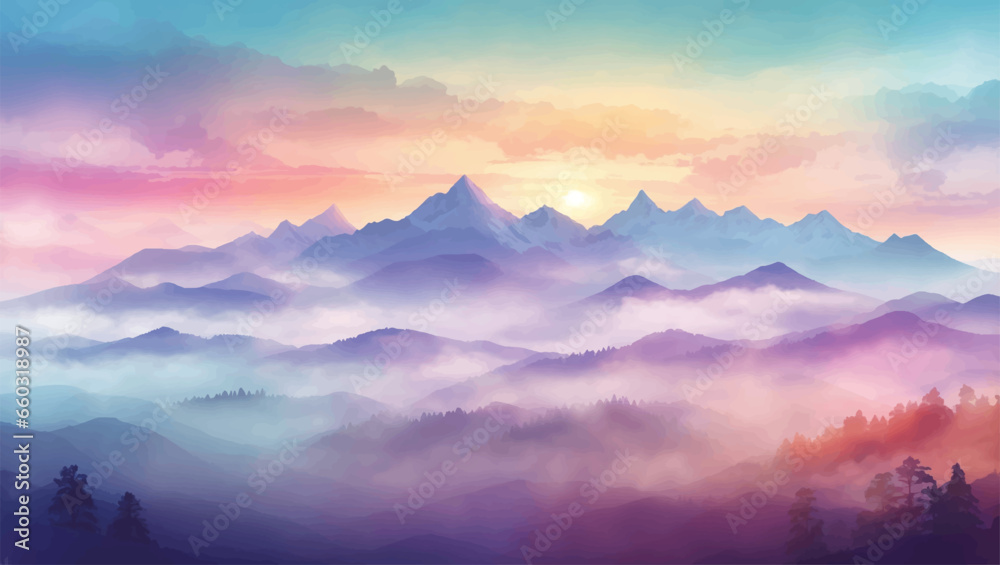 Lake Between Forests And Mountains background Lake Between Forests And Mountains background