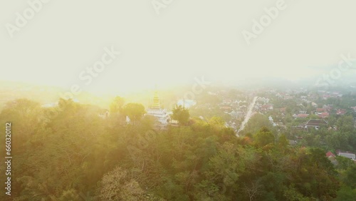 Aerial view of Phusi mountain Luang Prabang Lao PDR photo