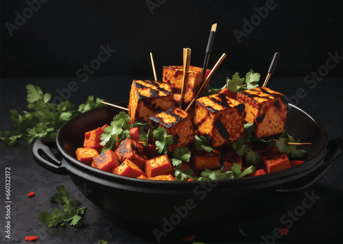 paneer skewers vector